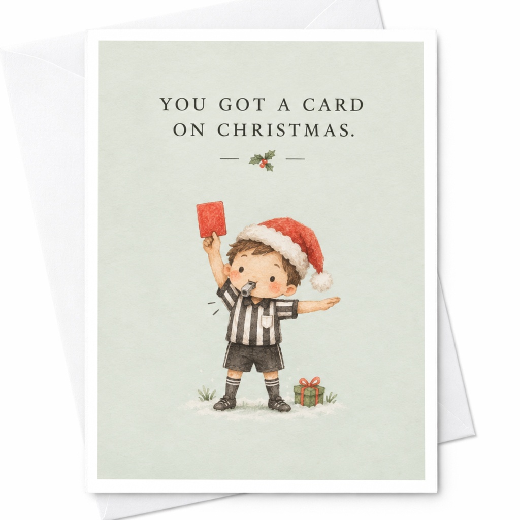 You Got A Card On Christmas Funny Christmas Card Referee Santa Hat Holiday Greeting Card For Soccer Fan Xmas Card C7462