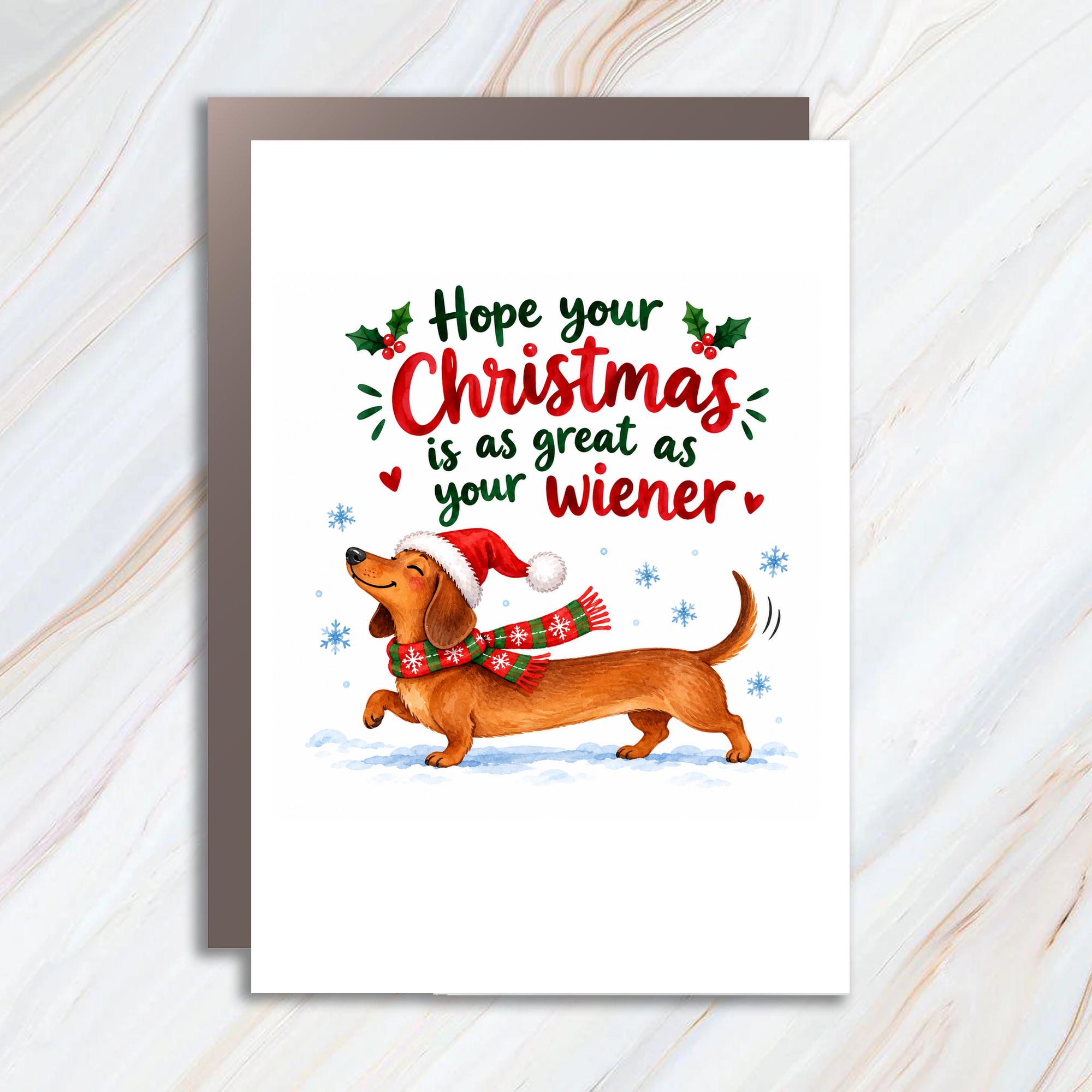 Hope Your Christmas Is As Great As Your Wiener Funny Christmas Card Dachshund Dog Lover Holiday Greeting Card Cute Xmas Card C1898