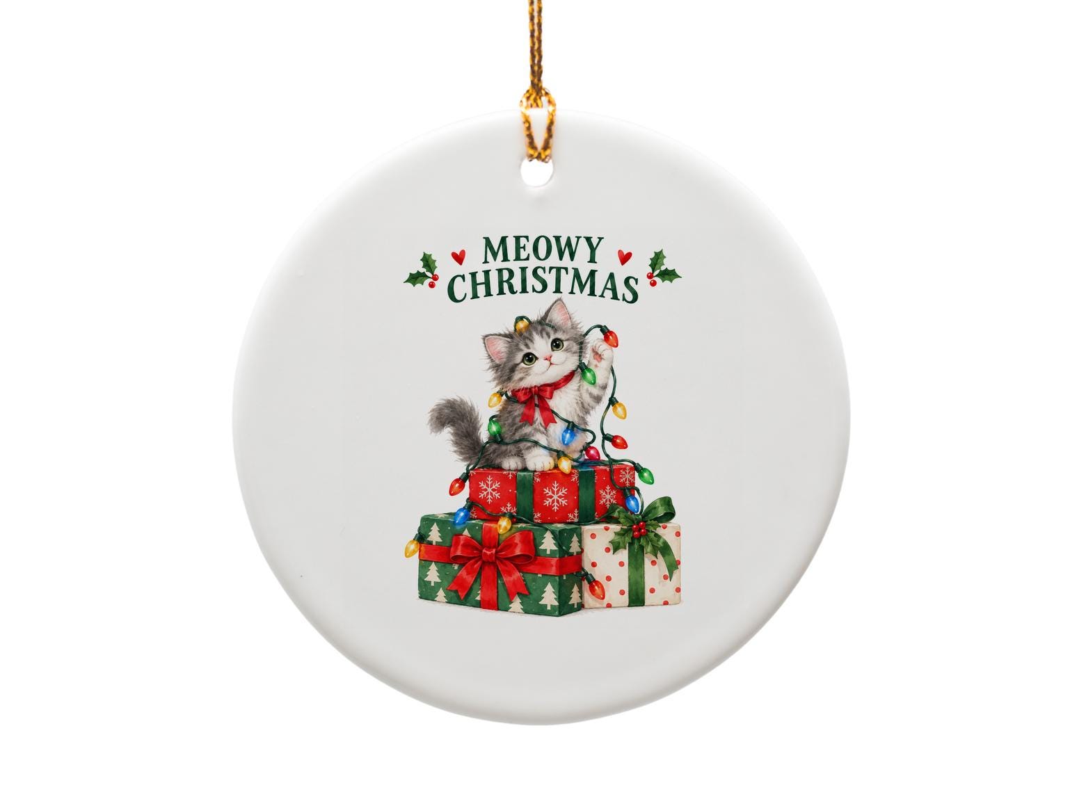 Meowy Christmas Cute Kitten Ornament Holiday Decor Cat Lover Christmas Tree Decoration Festive Gift Idea O1905