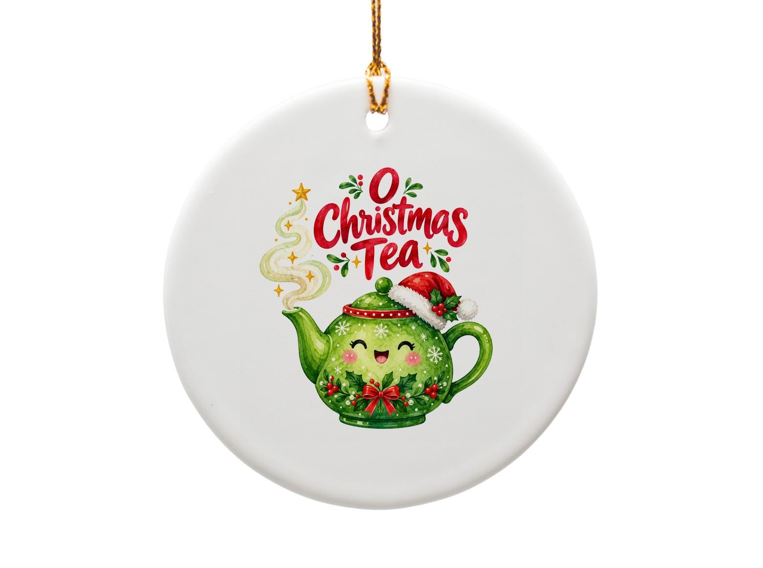 O Christmas Tea Ornament Cute Teapot With Santa Hat Christmas Decor Holiday Gift For Tea Lovers Festive Home Decoration O1897