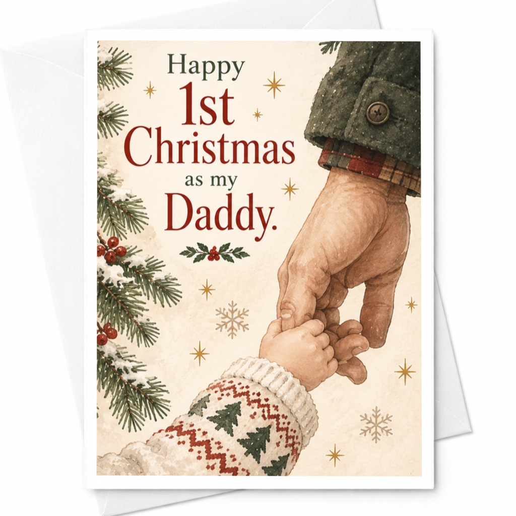 Happy 1st Christmas As My Daddy Christmas Card From Baby To Dad Cute Holiday Greeting Card For New Dad Festive Father C7473