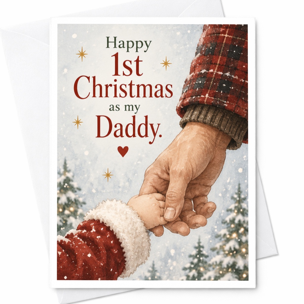Happy 1st Christmas As My Daddy Christmas Card New Dad Holiday Greeting Card From Baby Cute Festive Card For Father C7474