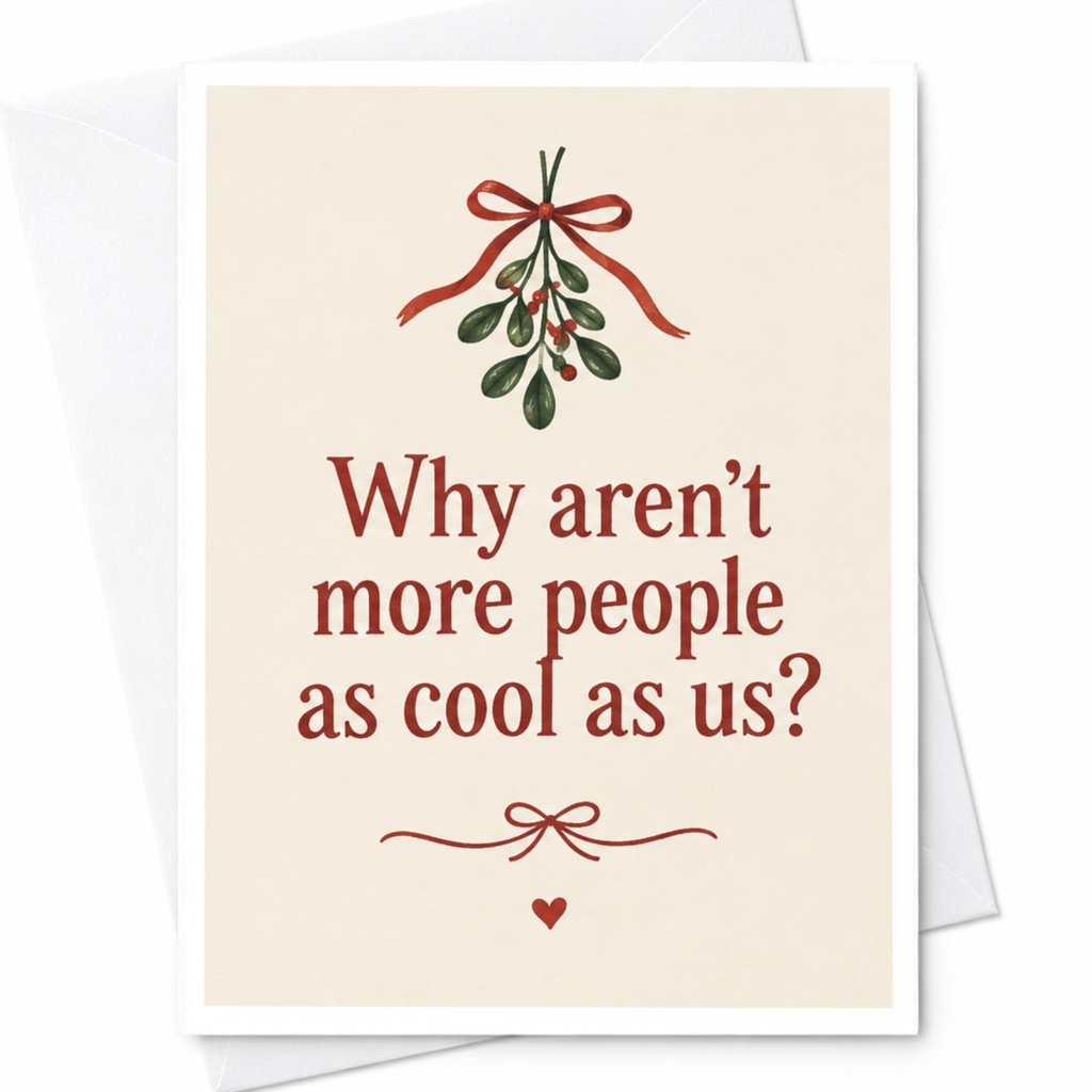 Why Aren’t More People As Cool As Us? Funny Christmas Card Mistletoe Holiday Greeting Card For Couple Cute Festive Card C7497