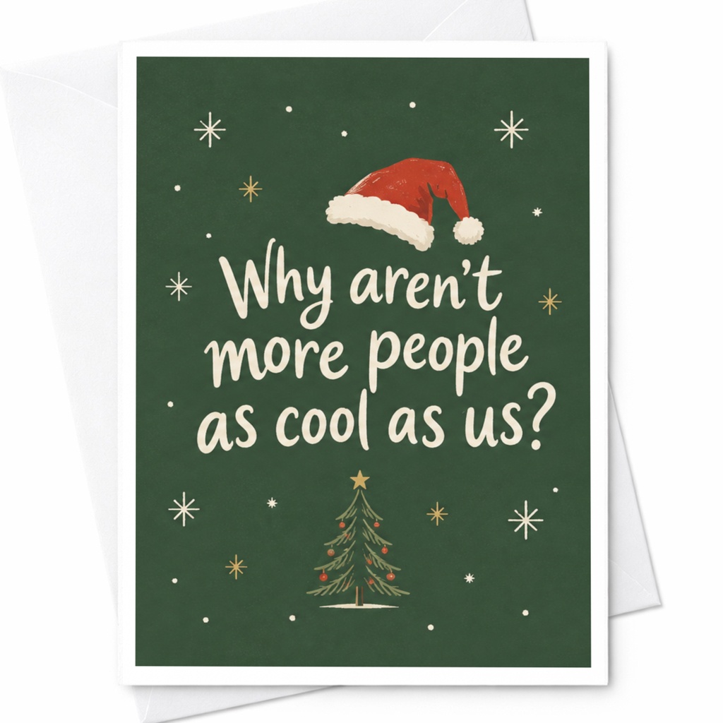 Why Aren't More People As Cool As Us? Funny Christmas Card Santa Hat Holiday Greeting Card For Friends Cute Xmas Card C7498