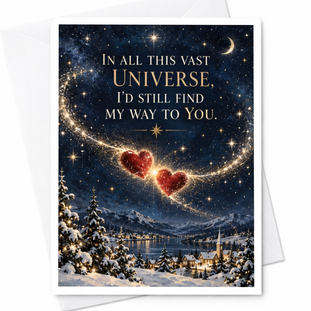 In All This Vast Universe, I'd Still Find My Way To You Romantic Greeting Card Love Card For Her Him Anniversary Card Starry Night C7509