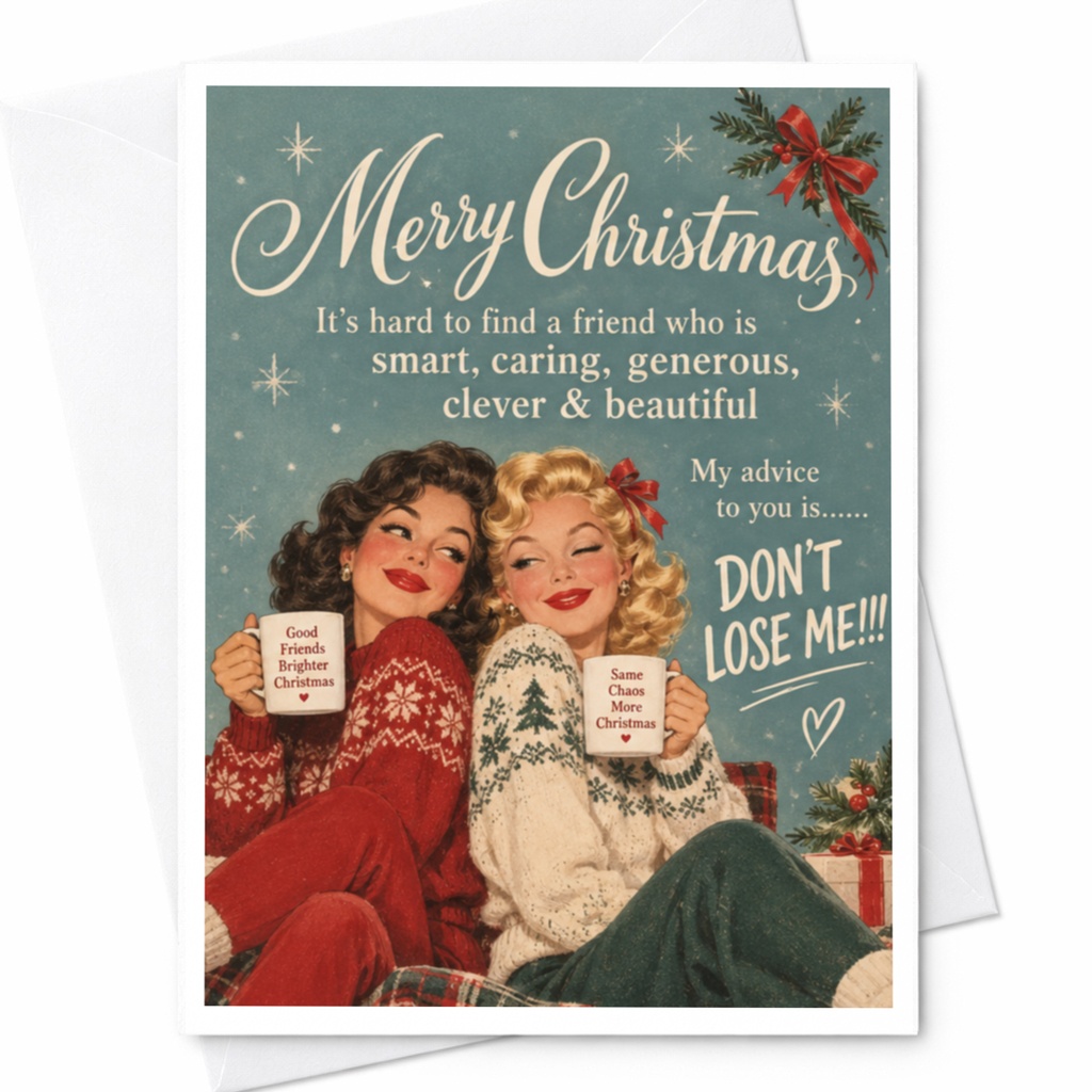Merry Christmas Friend Card Smart Caring Generous Clever Beautiful Funny Holiday Greeting Card For Best Friend Cute Xmas Card C7530