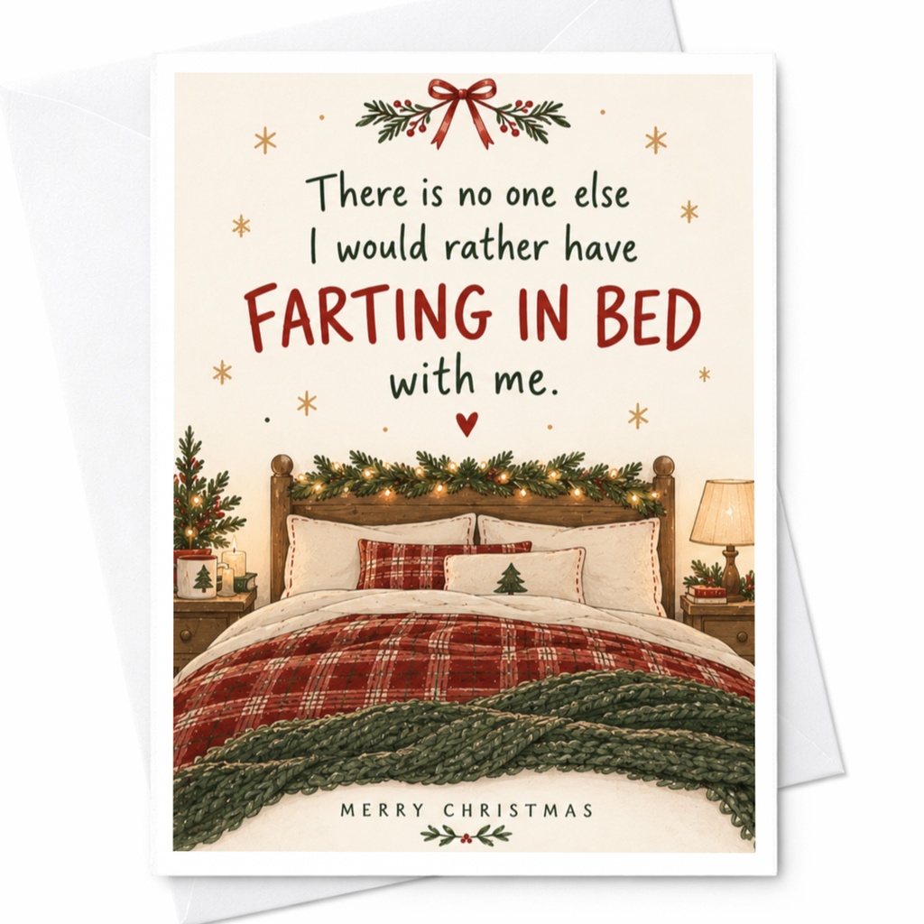 There Is No One Else I Would Rather Have Farting In Bed With Me Funny Christmas Card For Partner Cute Holiday Greeting Card C7477