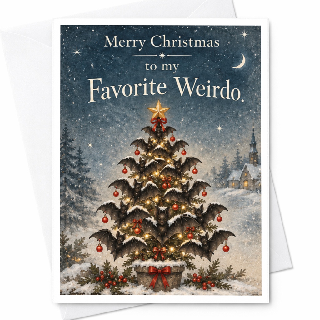 Merry Christmas To My Favorite Weirdo Funny Christmas Card Unique Holiday Greeting Card For Friend Quirky Xmas Card C7542