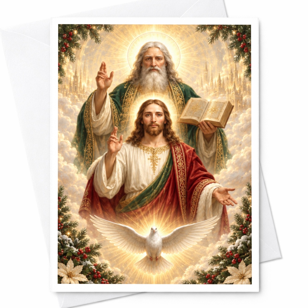 Religious Greeting Card Holy Trinity Dove Spiritual Blank Card Christmas Card Religious Art For Faithful Inspirational C7555