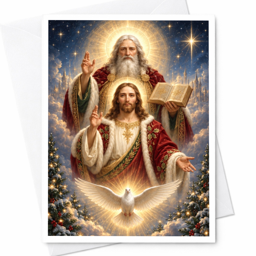 Religious Christmas Card Holy Family With Dove Spiritual Greeting Card For Religious Celebrations Faithful Holiday Card C7556