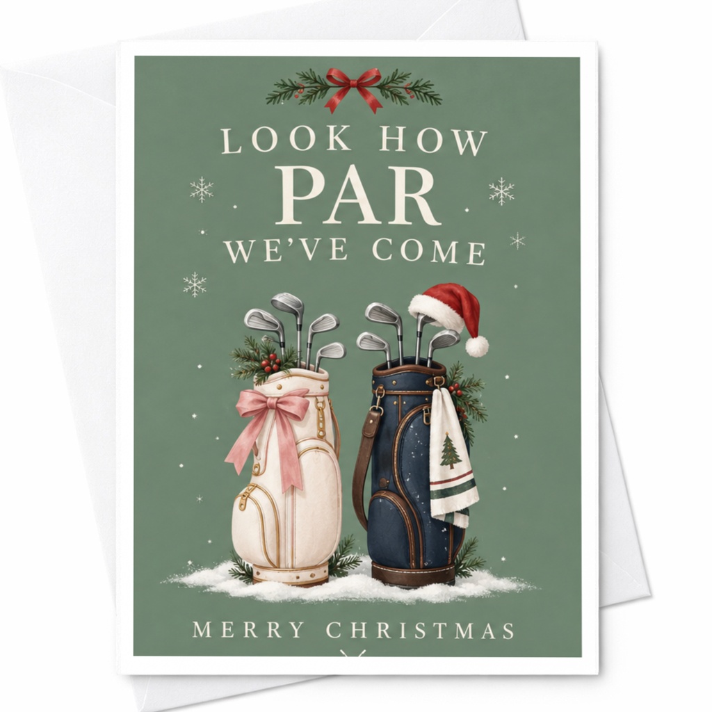 Look How Par We've Come Merry Christmas Golf Themed Christmas Card For Golfer Holiday Greeting Card Cute Festive C7588