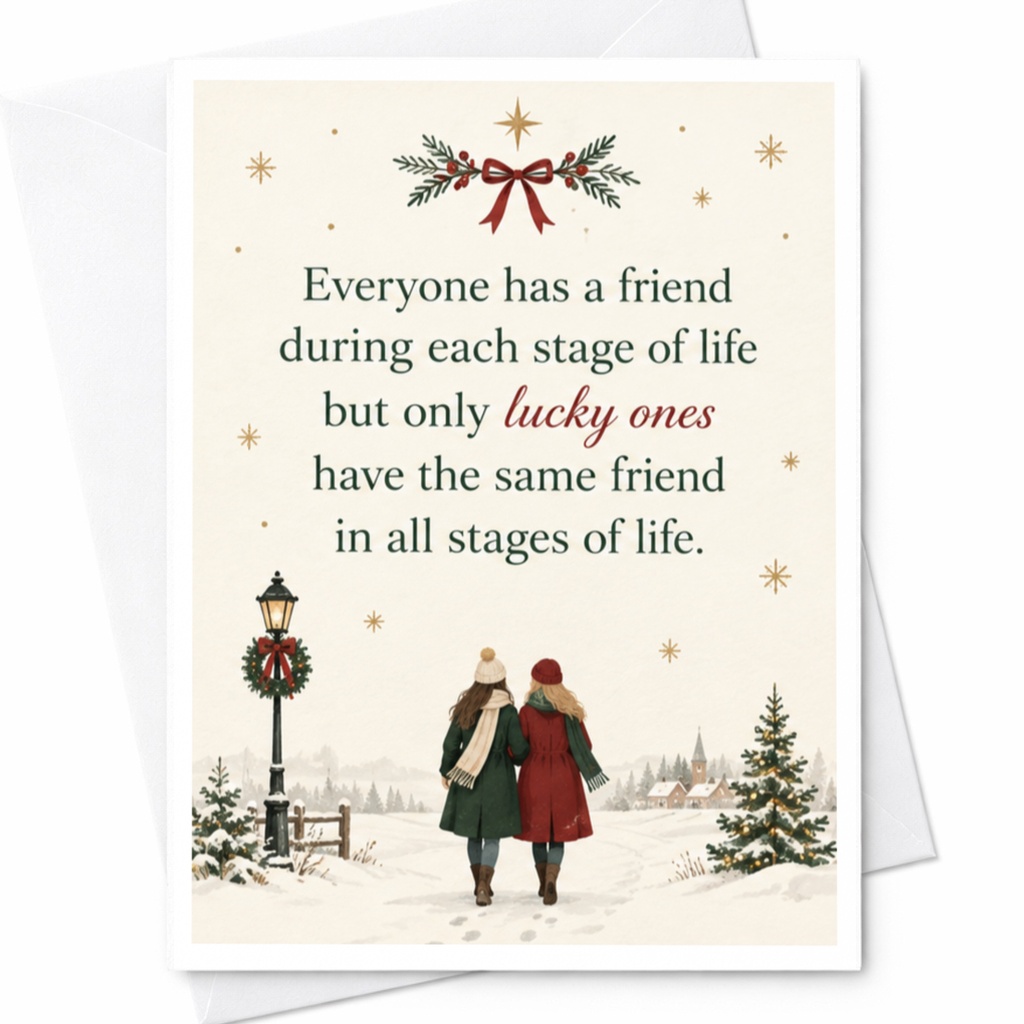 Everyone Has A Friend Friendship Card Winter Scene Best Friend Holiday Card Sentimental Greeting Card For Her Christmas C7589
