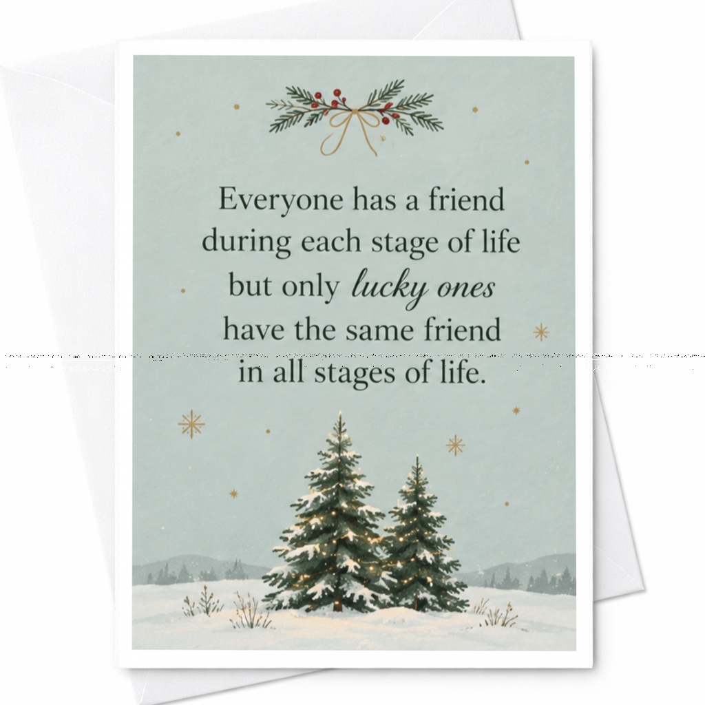 Everyone Has A Friend Friendship Card Sentimental Greeting Card For Best Friend Holiday Card Winter Scene Thoughtful Gift C7590