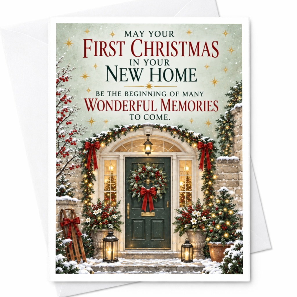 May Your First Christmas In Your New Home Christmas Card New Homeowners Festive Holiday Greeting Wonderful Memories C7571