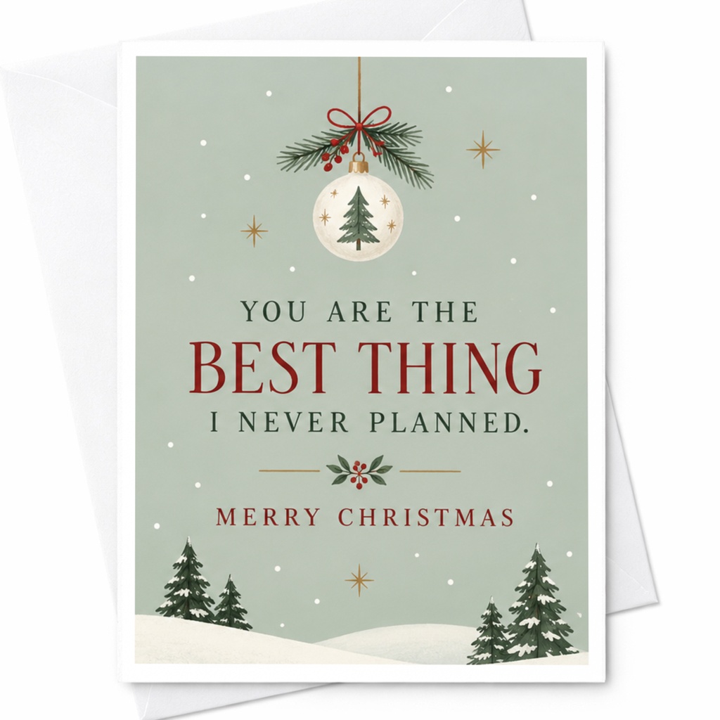You Are The Best Thing I Never Planned. Merry Christmas Card Romantic Holiday Greeting For Partner Cute Festive Card C7578