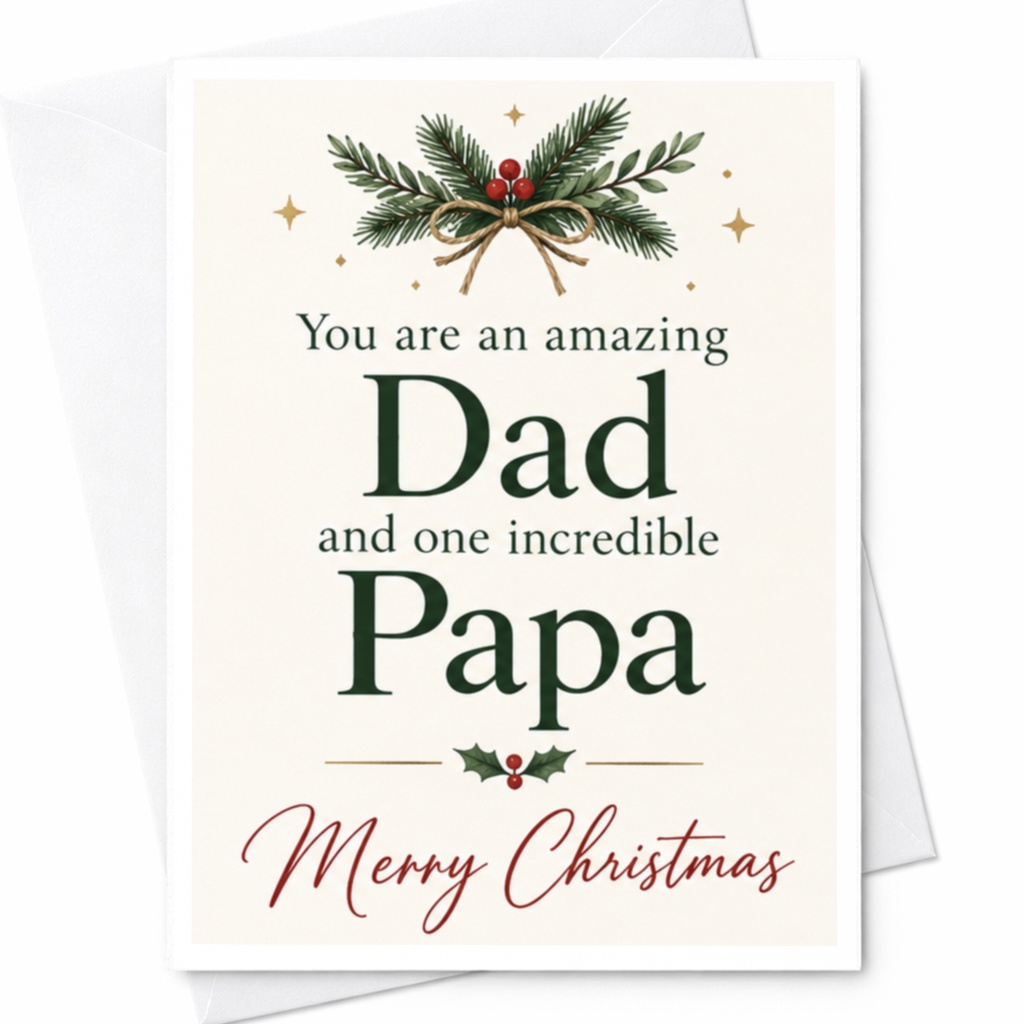 You Are An Amazing Dad And One Incredible Papa Merry Christmas Card For Dad Papa Holiday Greeting Card Festive Xmas Card C7579