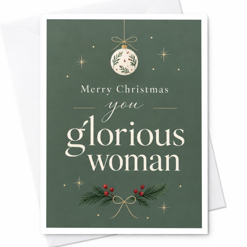 Merry Christmas You Glorious Woman Christmas Card For Her Festive Holiday Greeting Card Elegant Ornament C7628