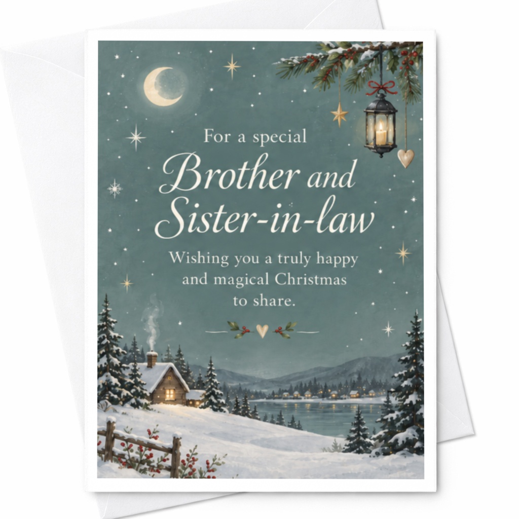 For A Special Brother And Sister-In-Law Christmas Card Magical Winter Scene Holiday Greeting Card For Family Festive Wishes C7648