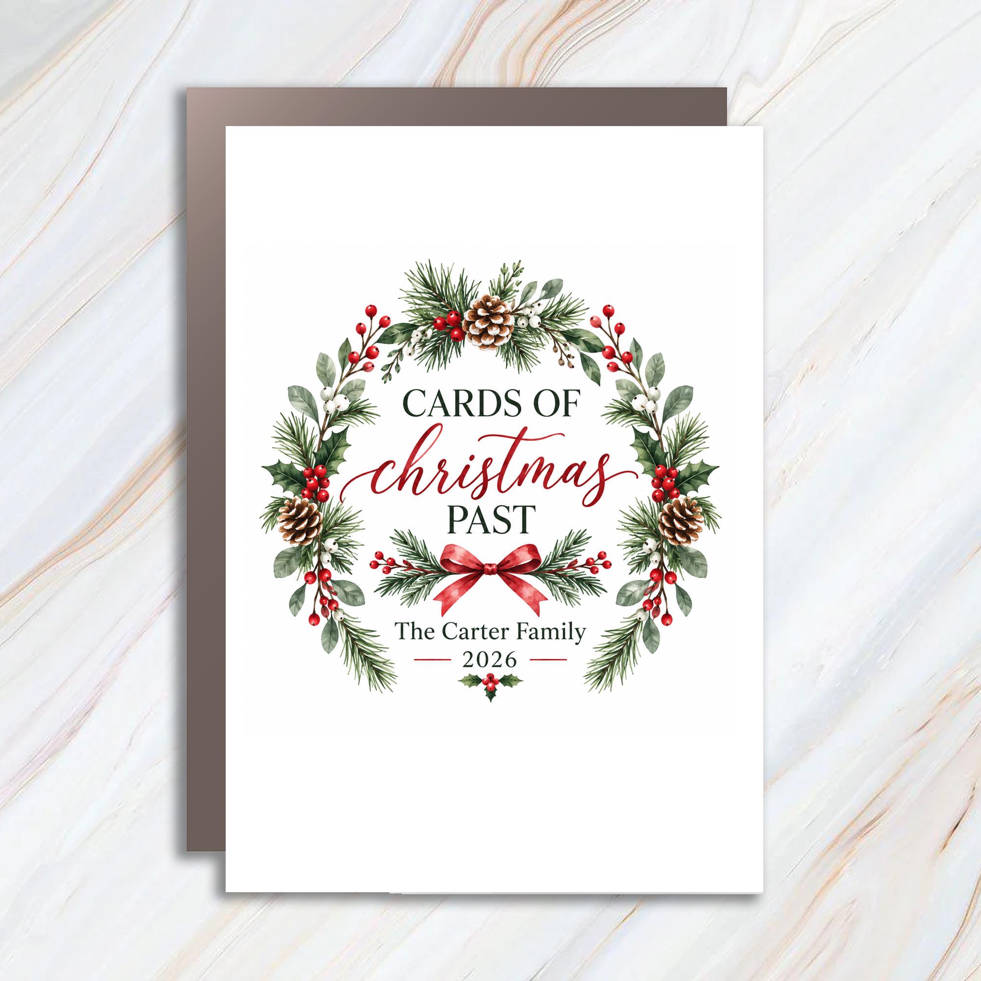 Cards Of Christmas Past Christmas Card Personalized Family Holiday Greeting Card 2026 Custom Name Wreath C1917