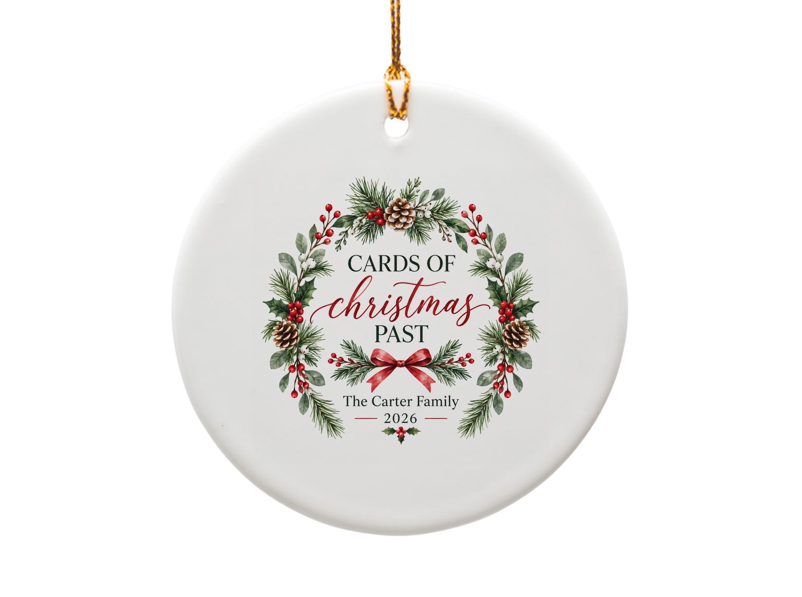 Cards Of Christmas Past Christmas Ornament Personalized Family Keepsake Holiday Decor Custom Name 2026 Wreath Ornament O1917