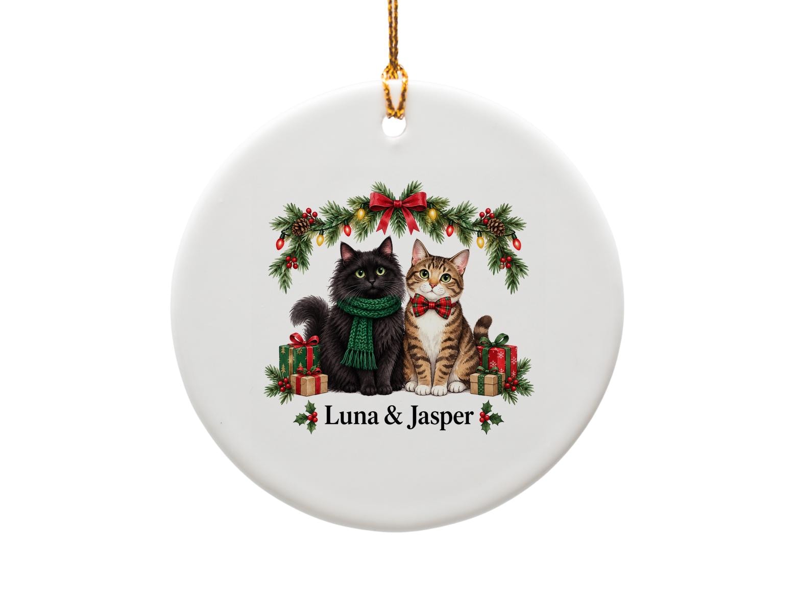 Pet's Personalized Cat Ornament Christmas Decor Custom Pet Gift Holiday Decoration Cute Feline Keepsake O1910