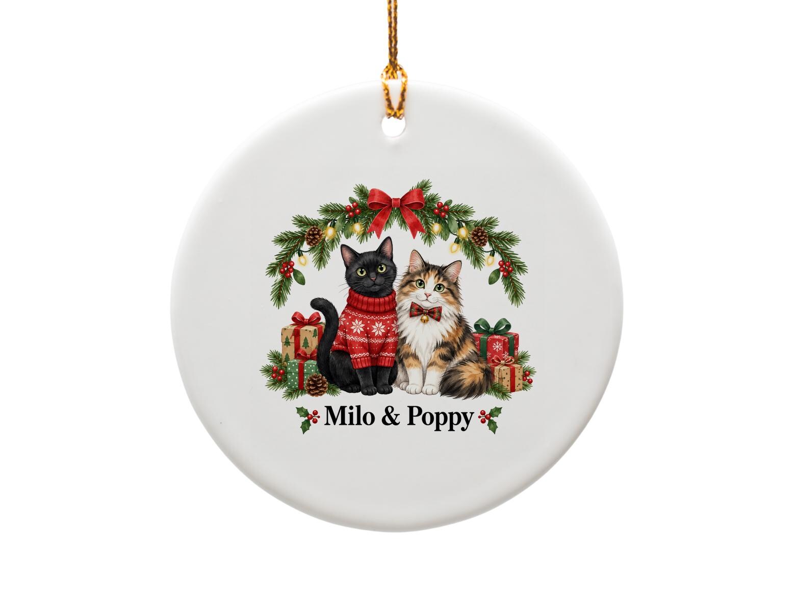 Personalized Cat Ornament Christmas Decor Custom Pet Gift Holiday Decoration Cute Cats O1913
