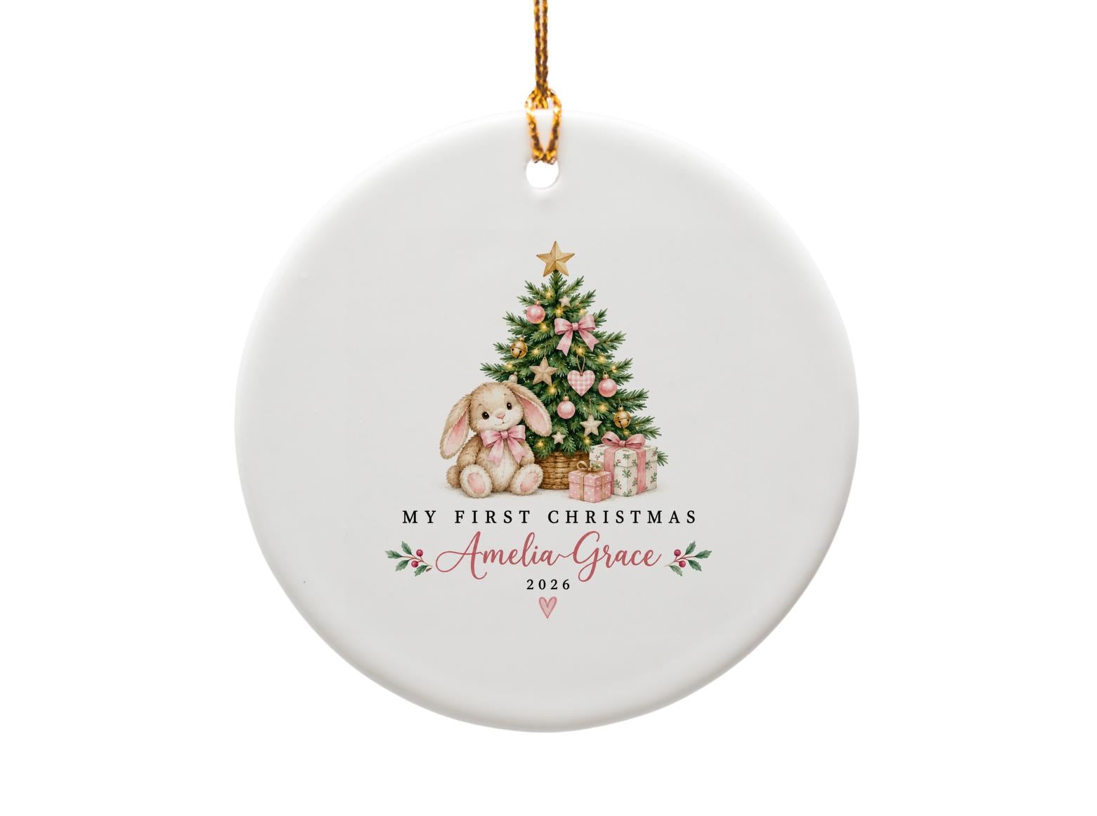 My First Christmas 2026 Personalized Ornament Baby's First Christmas Tree Decoration Cute Bunny Gift O1918