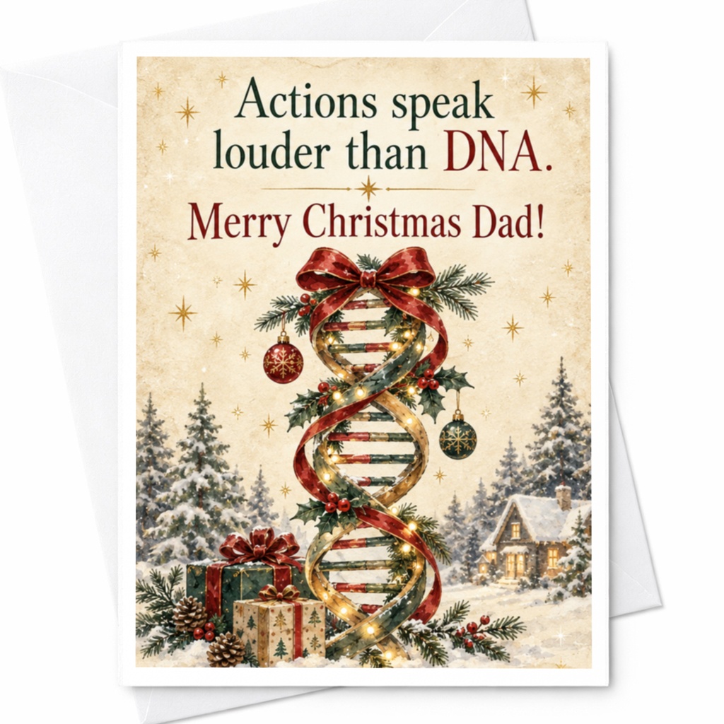 Actions Speak Louder Than Dna Merry Christmas Dad Card Funny Holiday Greeting Card For Dad Xmas Card With Dna Theme C7725