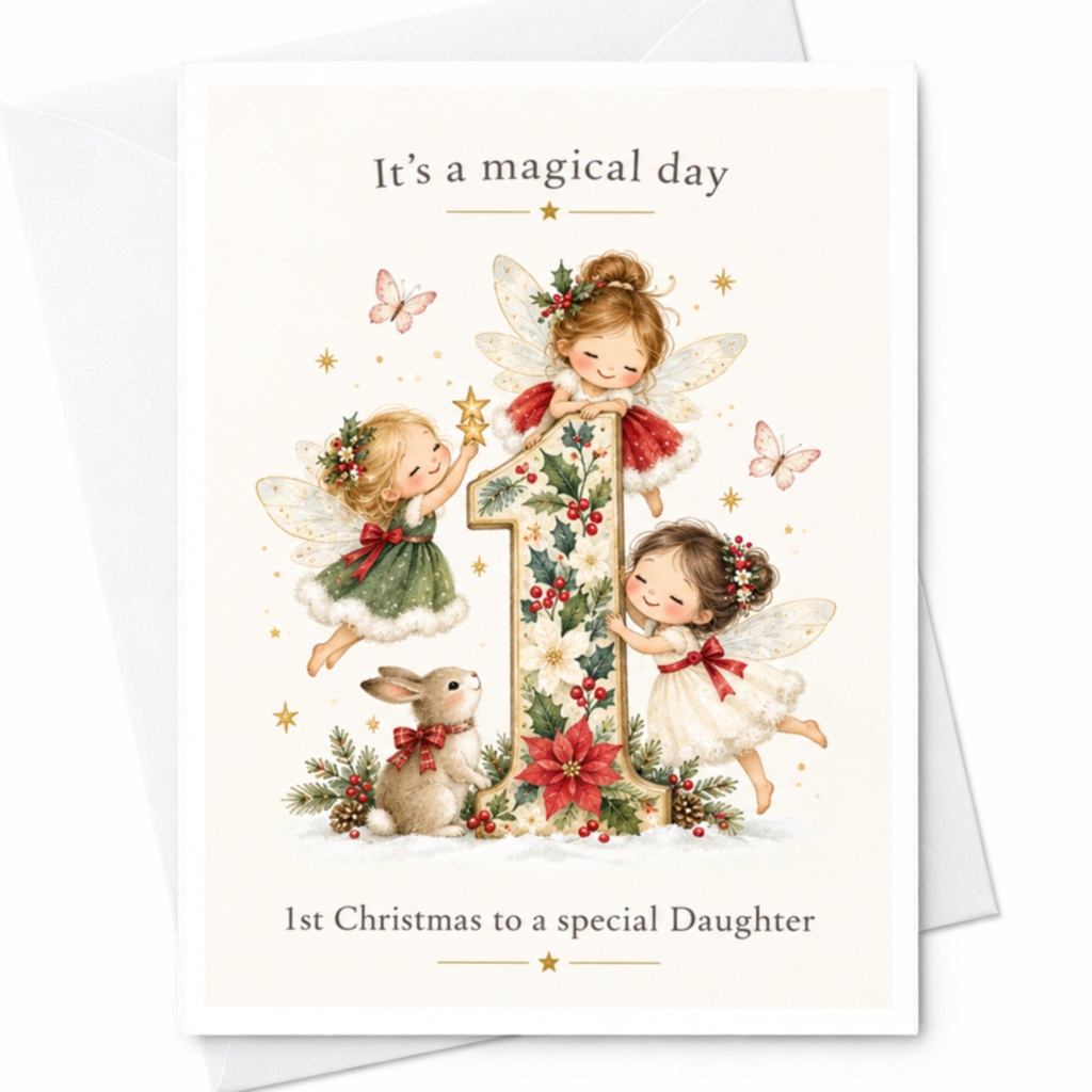It's A Magical Day 1st Christmas To A Special Daughter Card Fairy Christmas Card For Daughter Cute Holiday Card C7673
