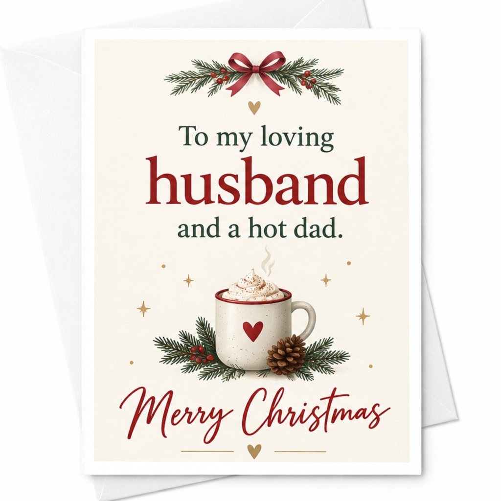 To My Loving Husband And A Hot Dad Merry Christmas Card For Husband Cute Holiday Greeting Card Festive Xmas Card For Him C7685