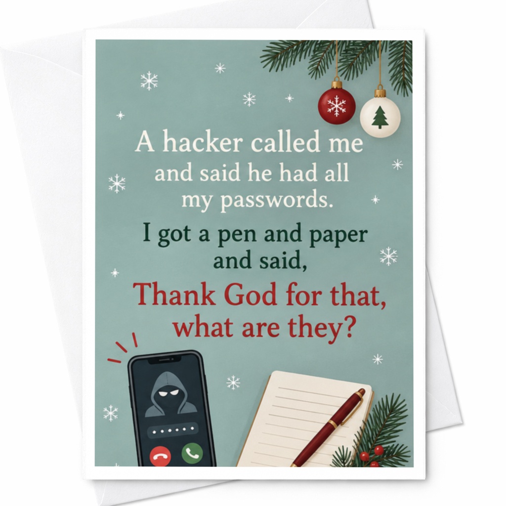 A Hacker Called Me Funny Christmas Card Holiday Greeting Card For Friend Family Tech Lover Xmas Card C7743