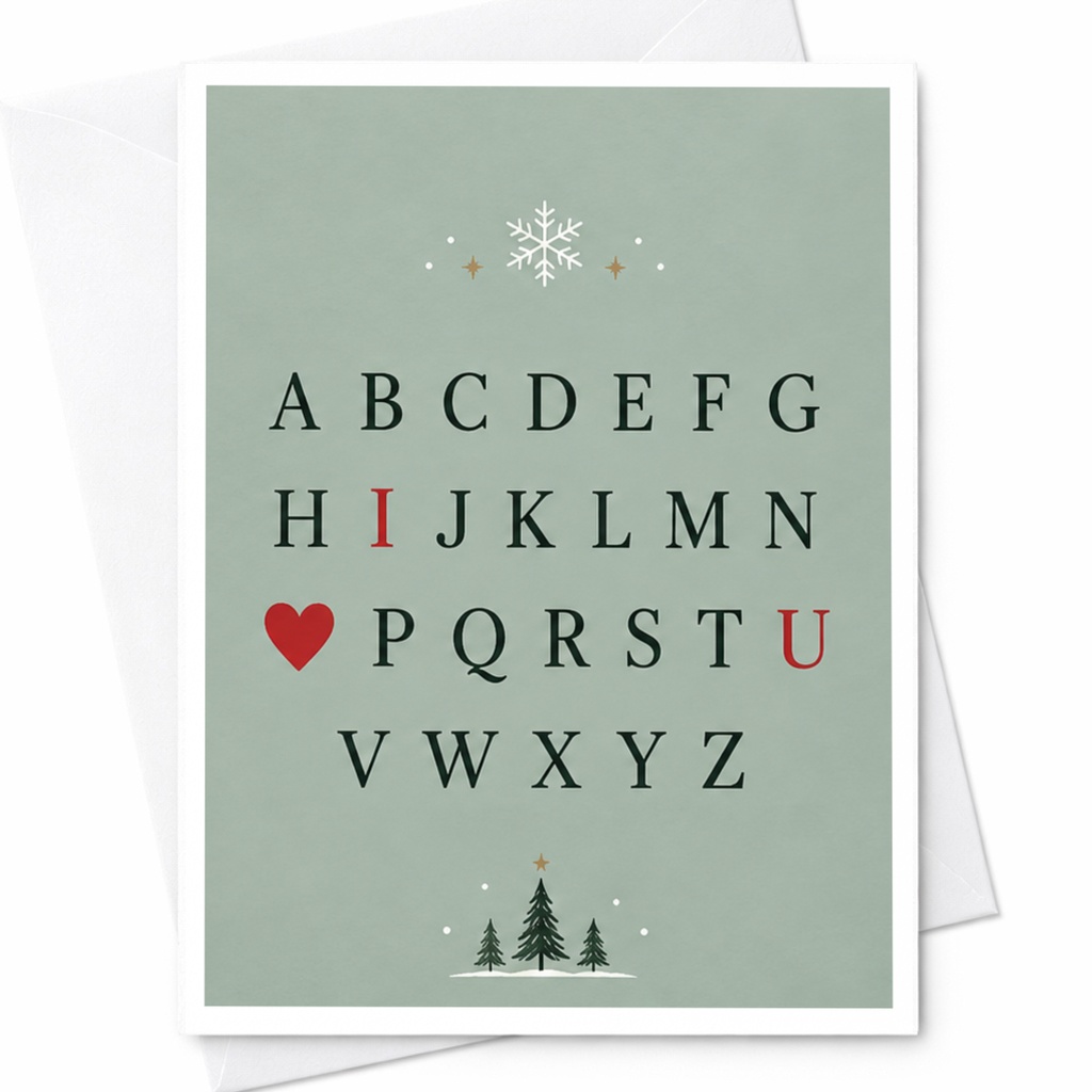 Alphabet Heart Christmas Card Cute Holiday Greeting Card For Loved One Winter Snowflake Romantic Xmas Card C7699