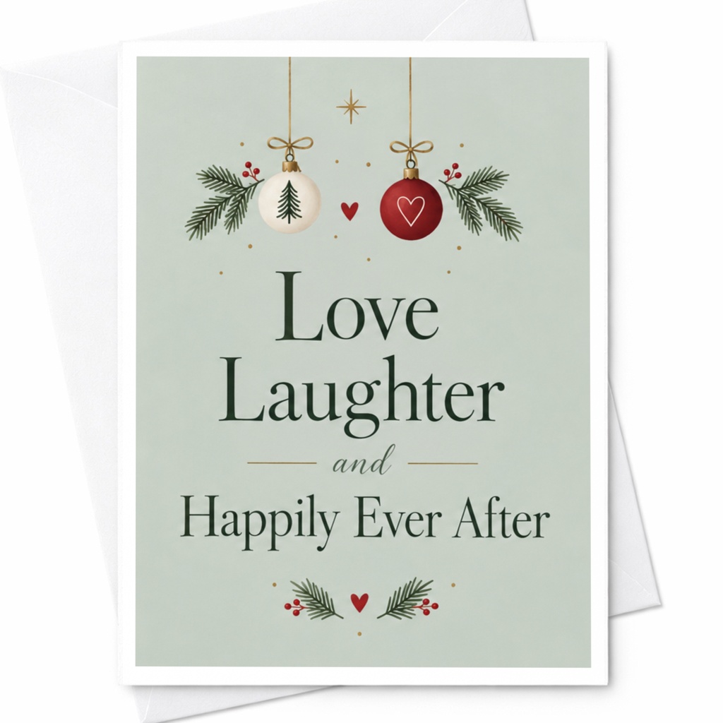 Love Laughter And Happily Ever After Wedding Card Cute Greeting Card With Ornaments Romantic Marriage Congratulations C7712