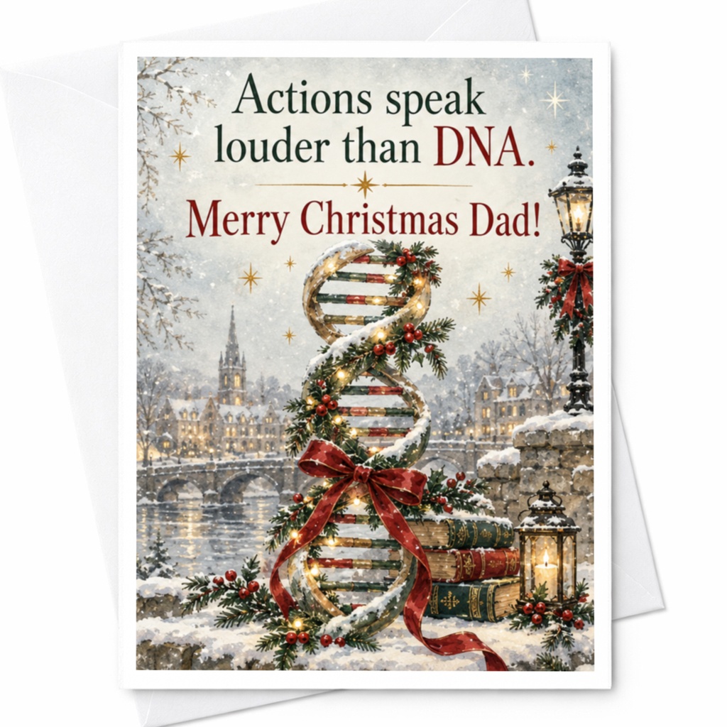 Actions Speak Louder Than Dna Merry Christmas Dad Card Funny Holiday Greeting For Father Xmas Card From Son Daughter C7726