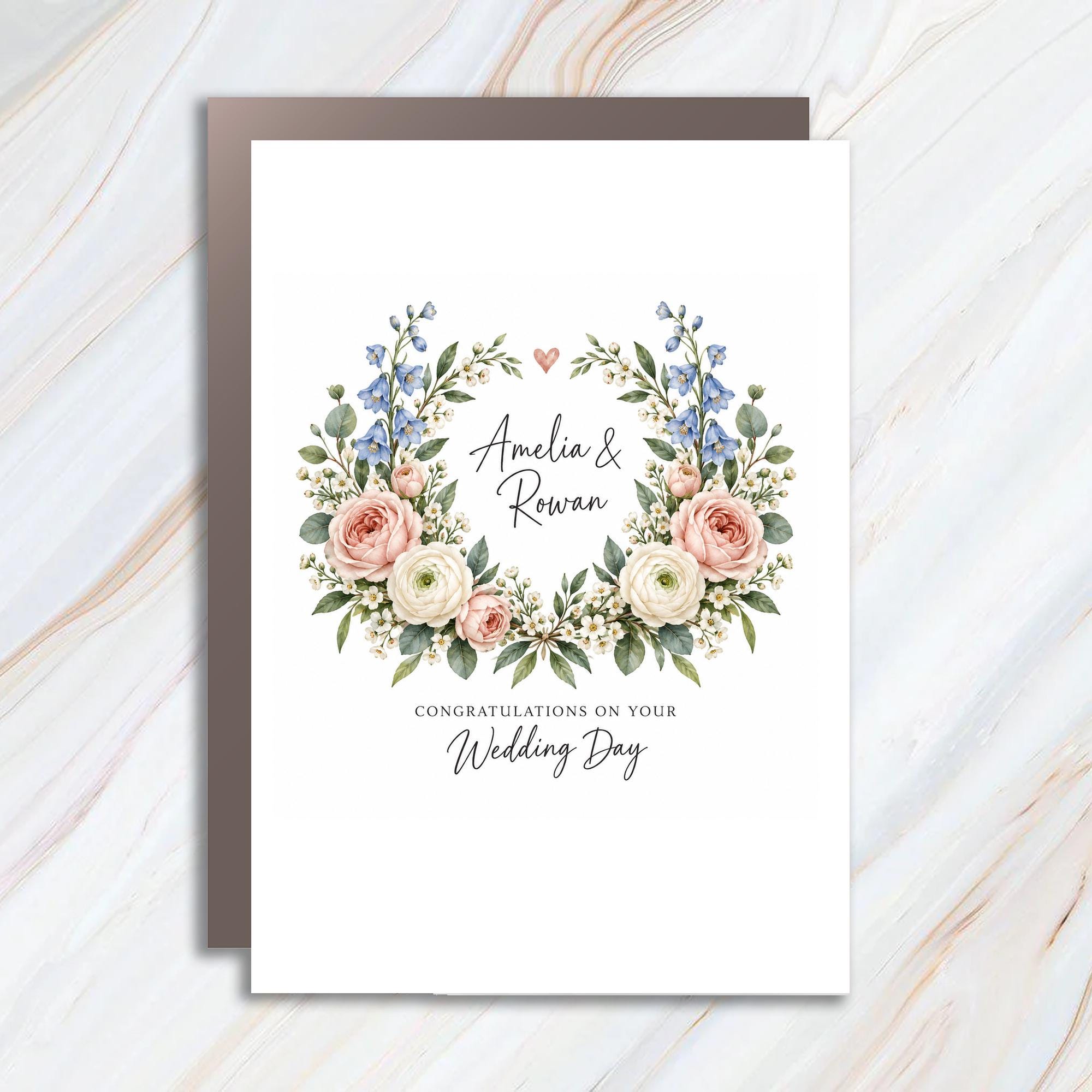 Congratulations On Your Wedding Day Floral Wedding Card Personalized Greeting Card For Couple Romantic C1929