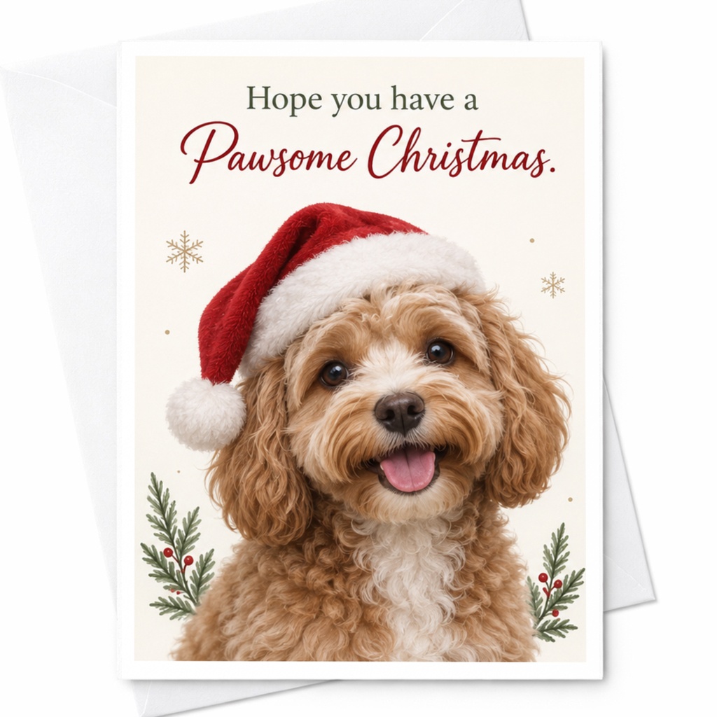 Hope You Have A Pawsome Christmas Dog Christmas Card Cute Holiday Greeting Card For Dog Lover Festive Pet Card C7767