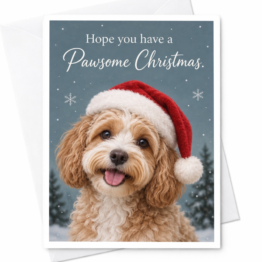 Hope You Have A Pawsome Christmas Dog Christmas Card Cute Holiday Greeting Card For Dog Lover Funny Pet Lover Card C7768