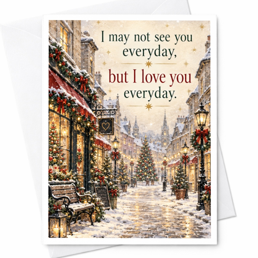 I May Not See You Everyday But I Love You Everyday Christmas Card Romantic Holiday Greeting Card For Loved One C7783