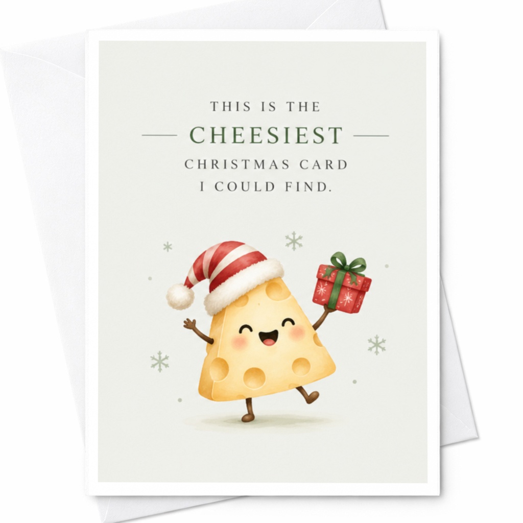 This Is The Cheesiest Christmas Card I Could Find Funny Christmas Card Cute Cheese Character Holiday Greeting Card For Friend C7814
