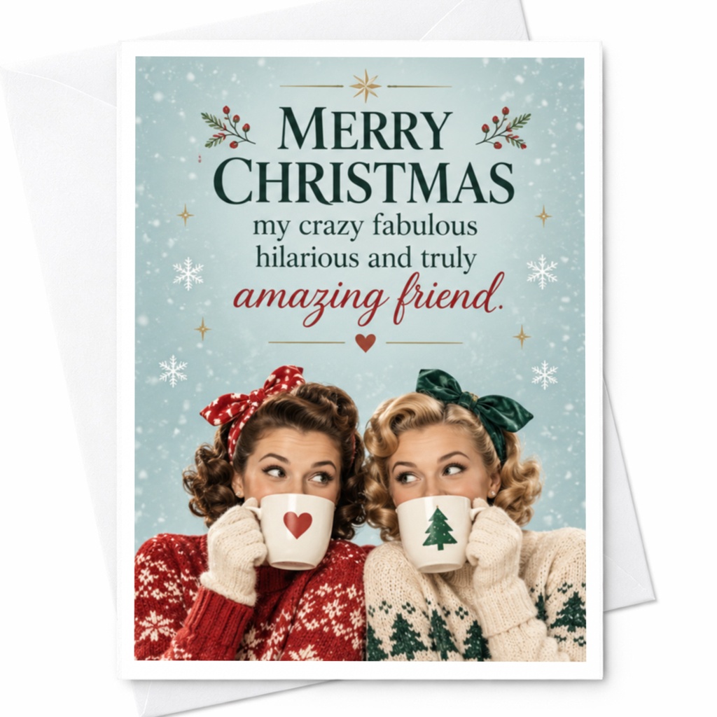 Merry Christmas My Crazy Fabulous Hilarious And Truly Amazing Friend Christmas Card For Friend Funny Holiday Greeting Card C7830