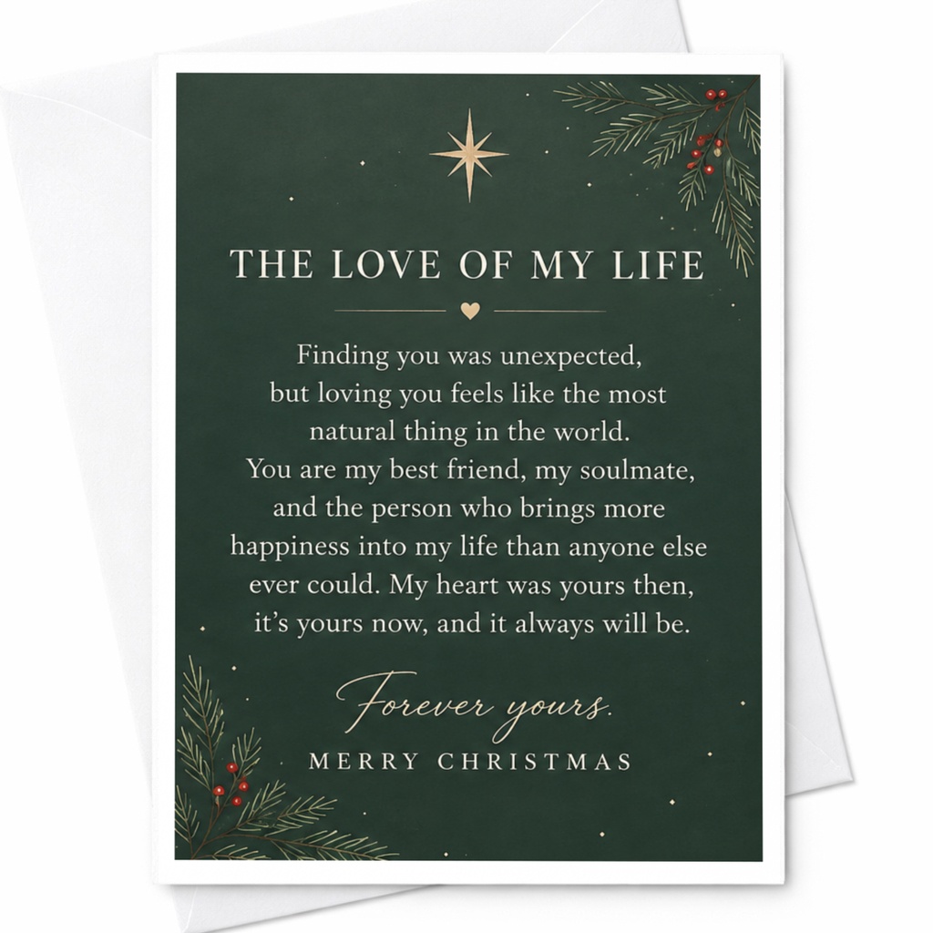 The Love Of My Life Romantic Christmas Card For Partner Soulmate Holiday Greeting Card Sentimental Love Card For Husband Wife C7848
