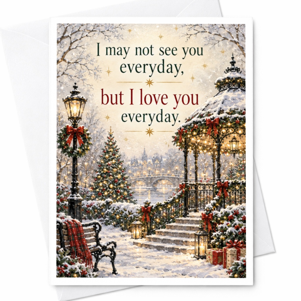 I May Not See You Everyday But I Love You Everyday Christmas Card Romantic Winter Scene Holiday Greeting Card For Loved One C7784