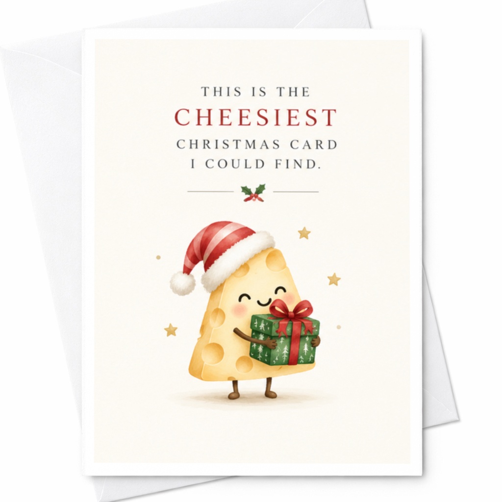 This Is The Cheesiest Christmas Card I Could Find Funny Christmas Card Cute Cheese Character Holiday Greeting Card For Friend C7813