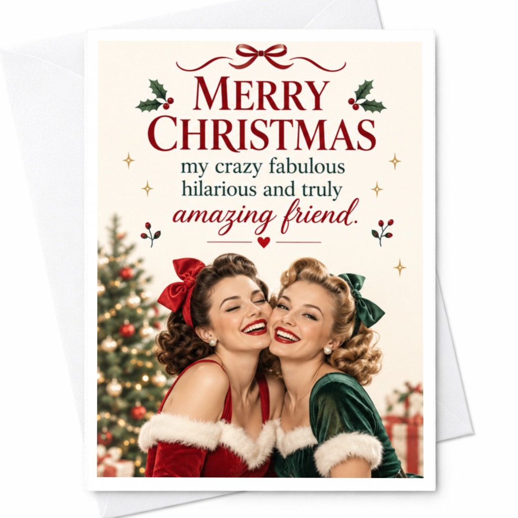 Merry Christmas My Crazy Fabulous Hilarious And Truly Amazing Friend Christmas Card For Best Friend Funny Holiday Greeting C7829