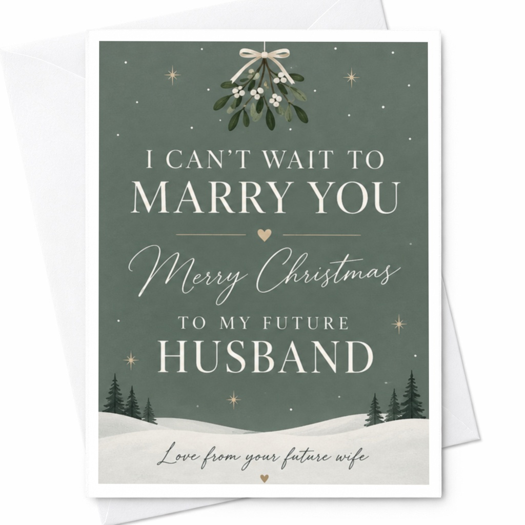I Can’t Wait To Marry You Merry Christmas Card To My Future Husband Romantic Holiday Greeting Card For Fiance Winter Scene C7836