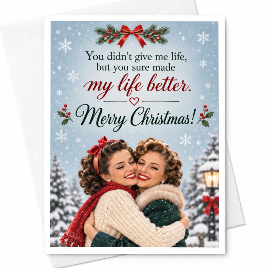 You Didn’t Give Me Life But You Made My Life Better Merry Christmas Card For Mom Stepmom Holiday Greeting Card Sentimental C7856