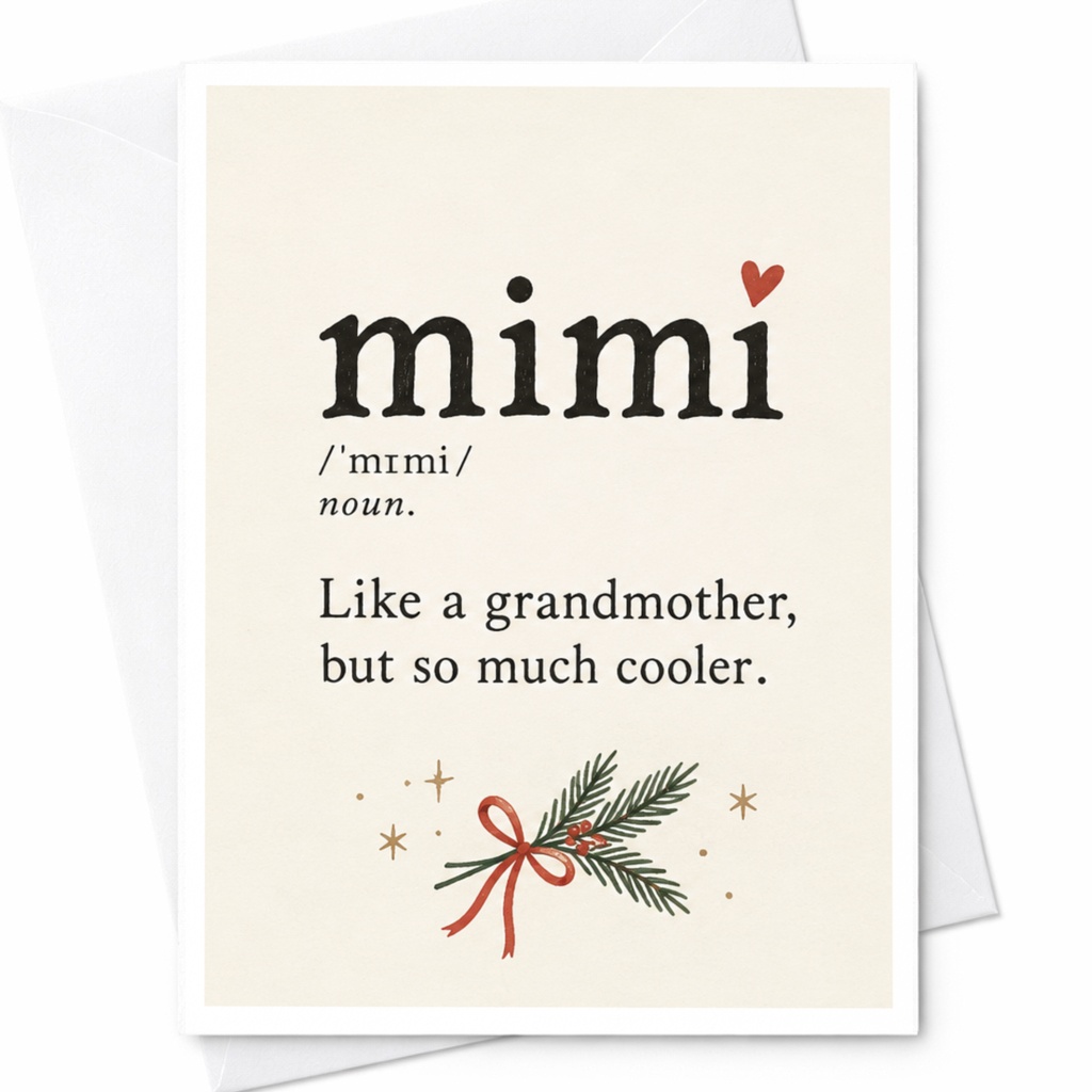 Mimi,ˈmɪmi, Noun. Like A Grandmother, But So Much Cooler. Christmas Card For Mimi Cute Holiday Greeting Card For Grandma C7879