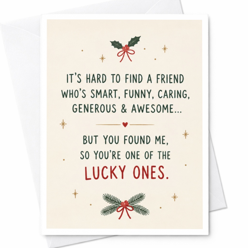 It’s Hard To Find A Friend Who’s Smart Funny Friendship Card Holiday Greeting Card For Friend Christmas Card Cute Festive C7881