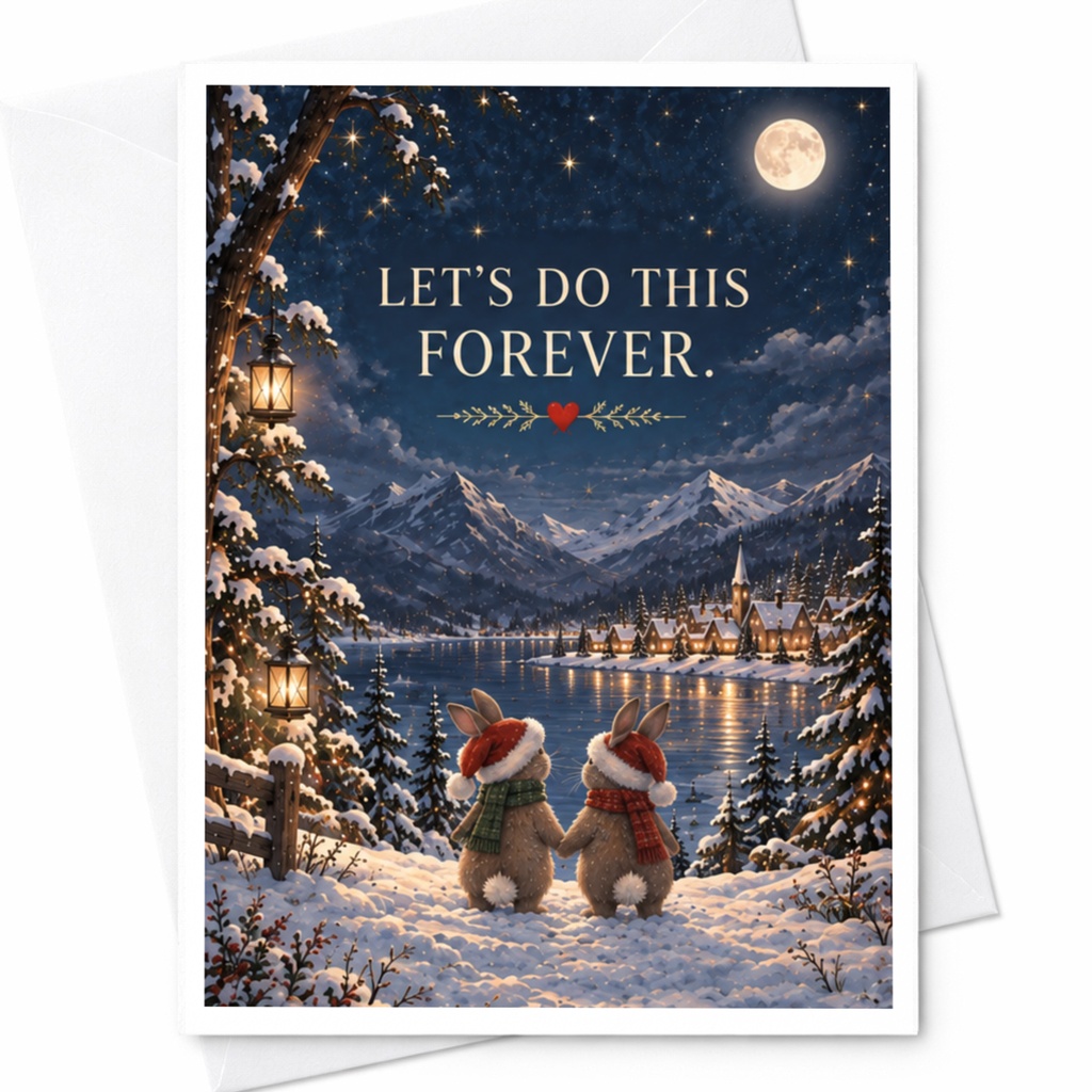 Let's Do This Forever Wedding Card Cute Winter Bunnies Anniversary Card Romantic Greeting Card For Couple Love C7888