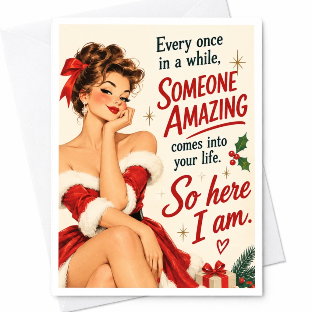 Every Once In A While Someone Amazing Christmas Card Retro Festive Greeting Card For Her Holiday Card Cute Vintage Style C7907